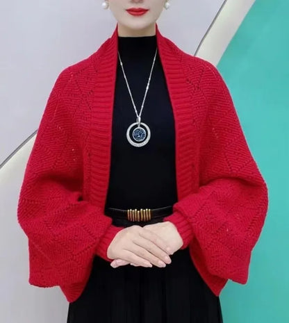 Women's knitted scarf collar – styled view