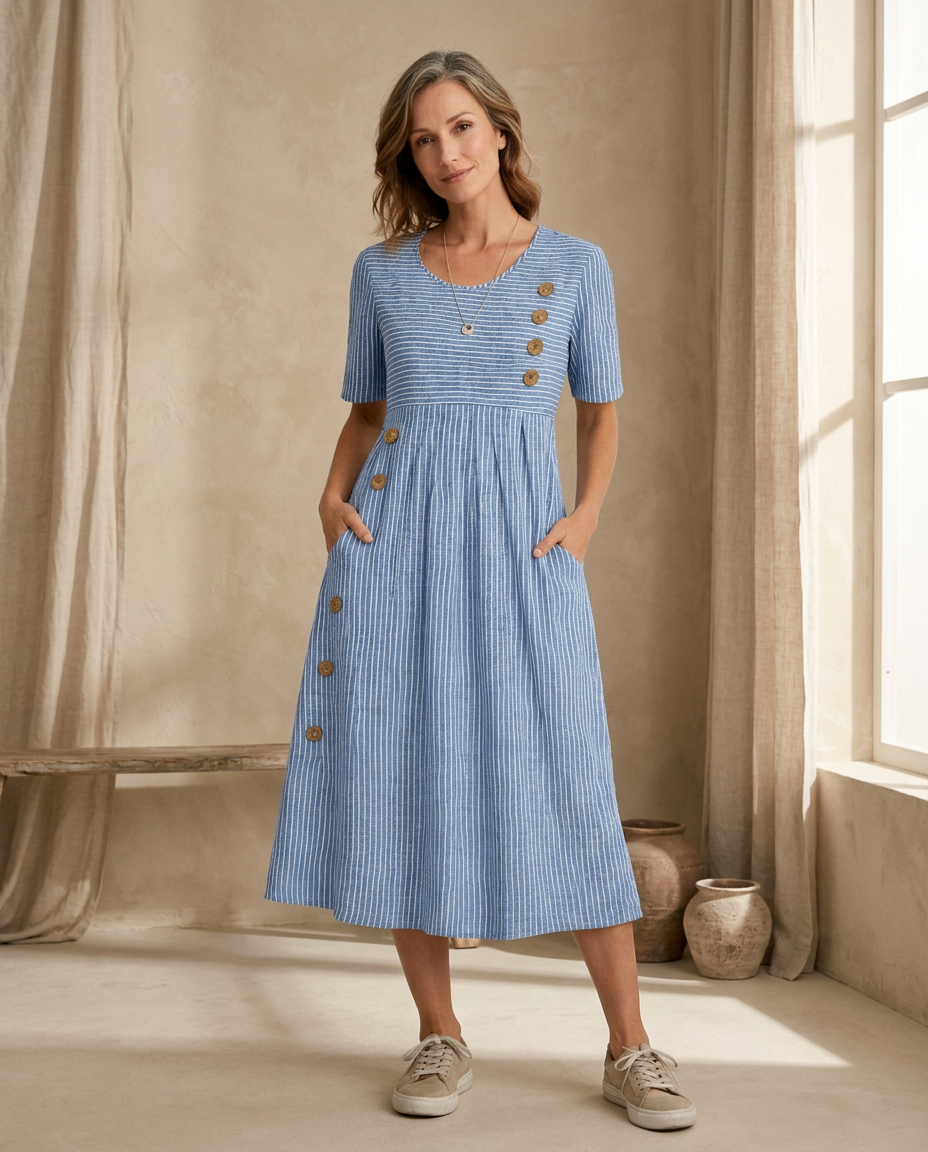 Striped Midi Dress – Lightweight Everyday Summer Dress