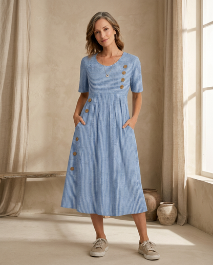 Striped Midi Dress – Lightweight Everyday Summer Dress