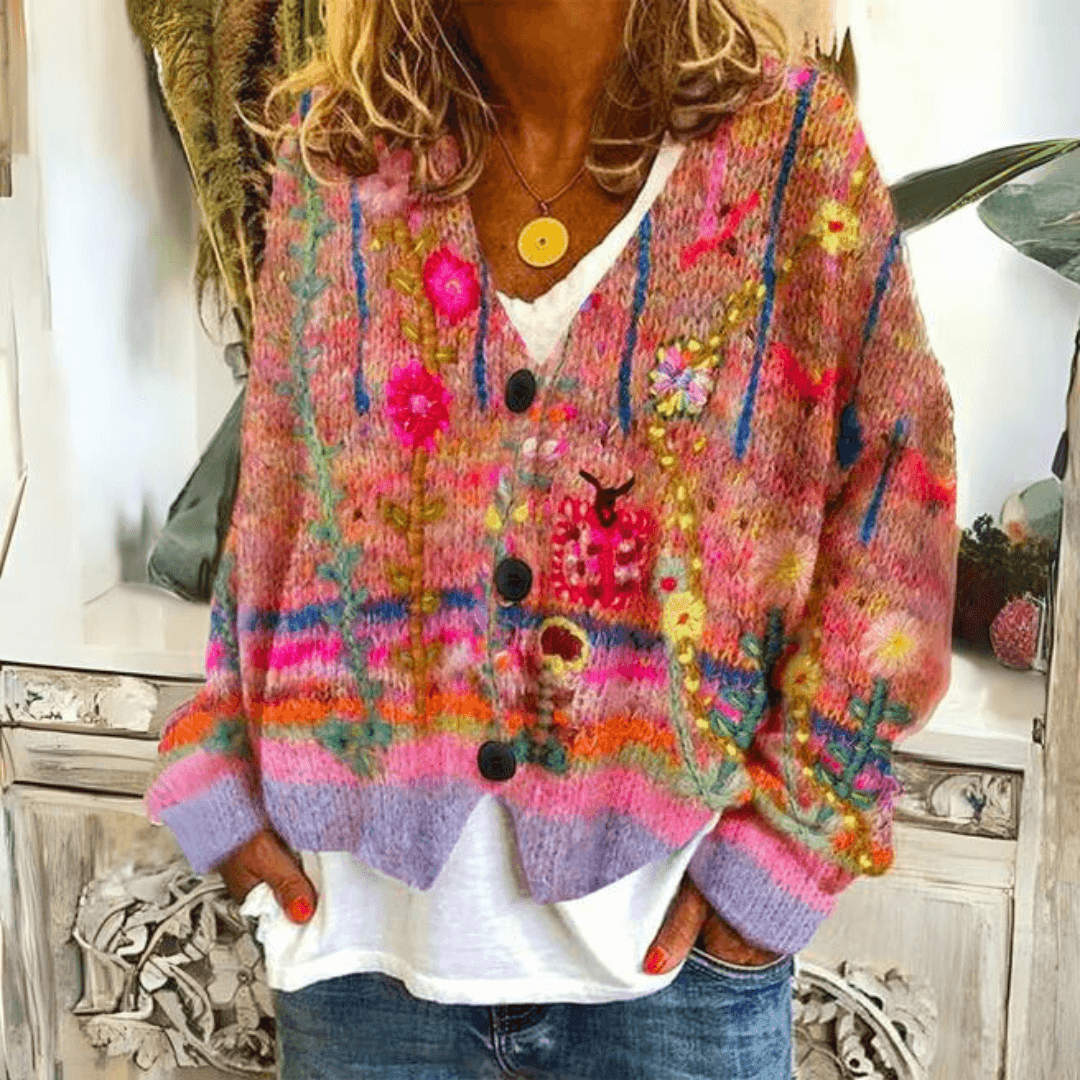 Women's printed cardigan – side view