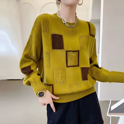 Colour block knit – contrasting panels detail