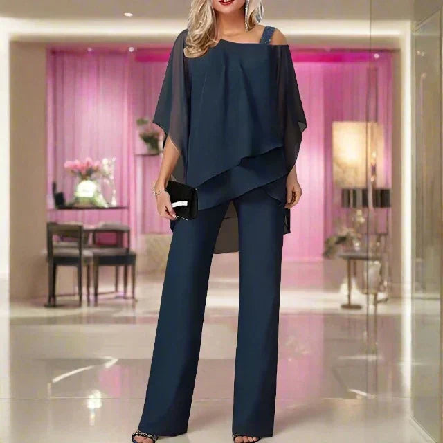 Women's Chiffon Two-Piece Set – Elegant Evening Ensemble