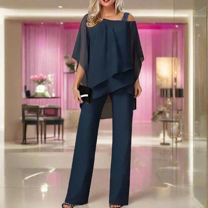Women's Chiffon Two-Piece Set – Elegant Evening Ensemble