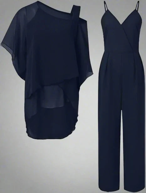 Women's Chiffon Two-Piece Set – Elegant Evening Ensemble