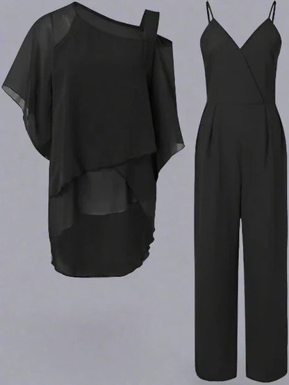 Women's Chiffon Two-Piece Set – Elegant Evening Ensemble