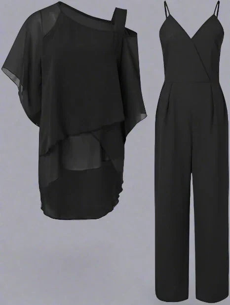 Women's Chiffon Two-Piece Set – Elegant Evening Ensemble