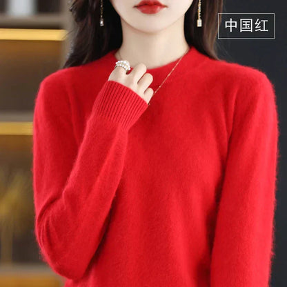 Women's Cashmere Crew Neck Sweater – Slim Fit Pullover