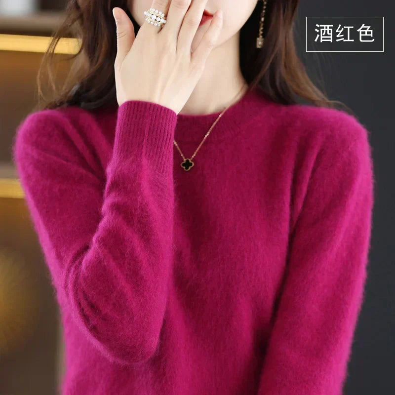 Women's Cashmere Crew Neck Sweater – Slim Fit Pullover