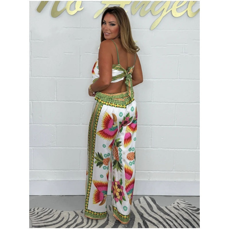 Women's Printed Co-Ord Set – Spaghetti Strap Top and Pants