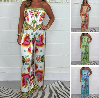 Women's Printed Co-Ord Set – Spaghetti Strap Top and Pants