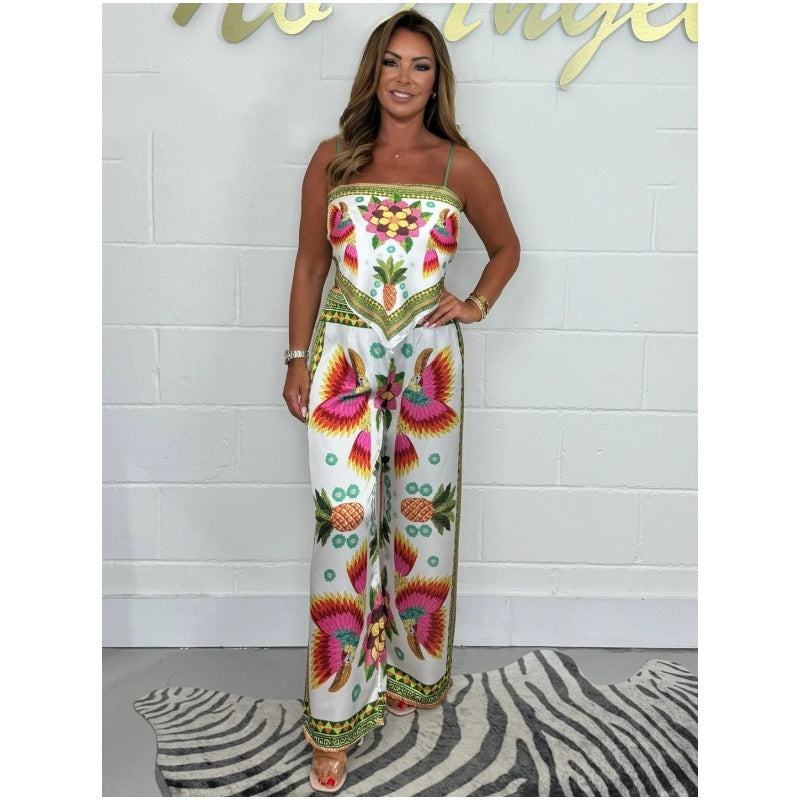Women's Printed Co-Ord Set – Spaghetti Strap Top and Pants