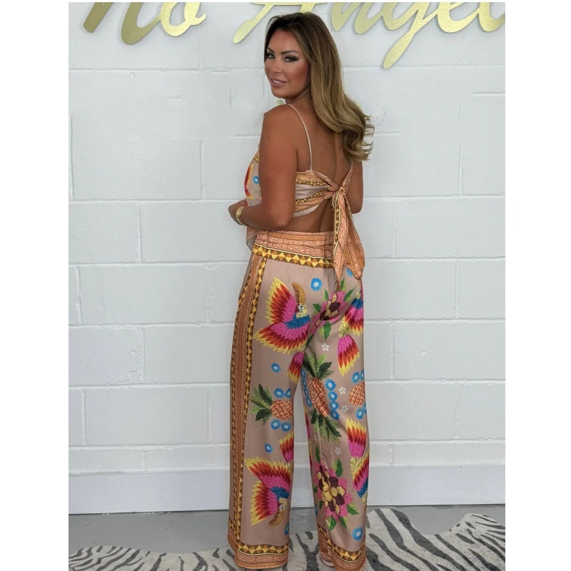 Women's Printed Co-Ord Set – Spaghetti Strap Top and Pants