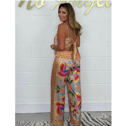 Women's Printed Co-Ord Set – Spaghetti Strap Top and Pants