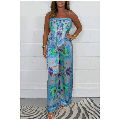 Women's Printed Co-Ord Set – Spaghetti Strap Top and Pants
