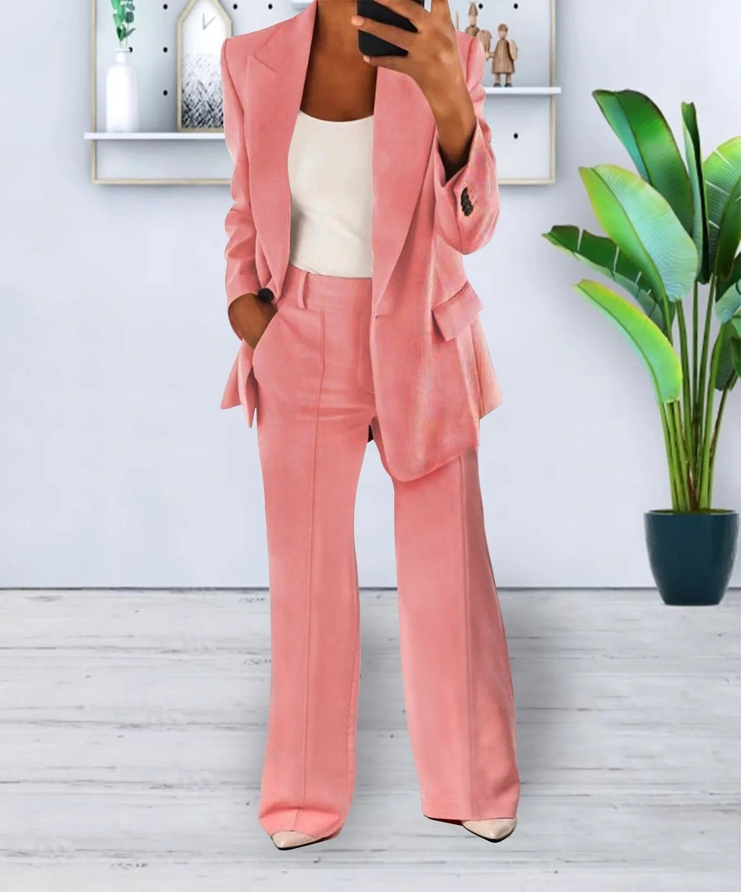 Women's Two-Piece Suit Set – Chic Blazer and Trousers