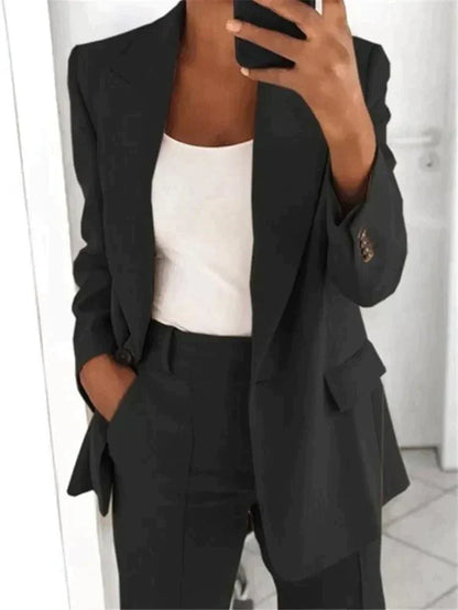 Women's Two-Piece Suit Set – Chic Blazer and Trousers