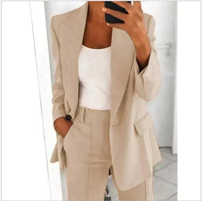 Women's Two-Piece Suit Set – Chic Blazer and Trousers