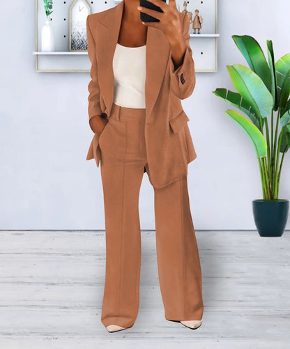 Women's Two-Piece Suit Set – Chic Blazer and Trousers