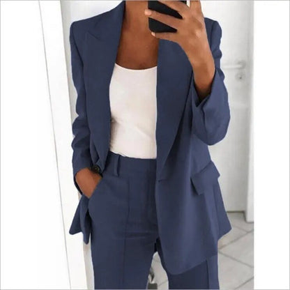Women's Two-Piece Suit Set – Chic Blazer and Trousers
