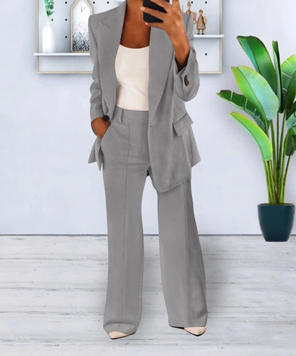Women's Two-Piece Suit Set – Chic Blazer and Trousers