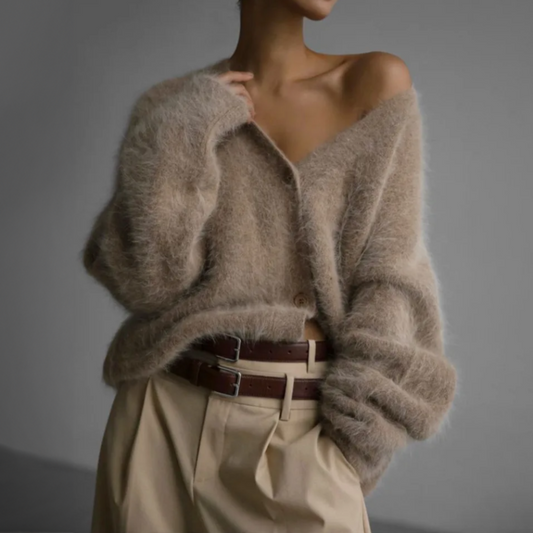 Women's textured open-front cardigan – chunky knit front view