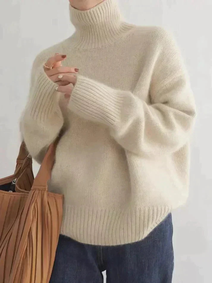 Women's everyday turtleneck sweater – soft knit front view