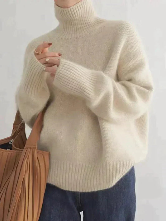 Women's everyday turtleneck sweater – soft knit front view