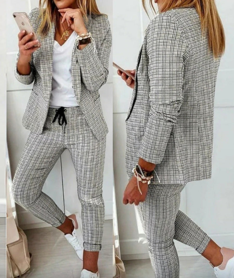 Women's Tailored Wide Leg Suit – Blazer Two-Piece Set