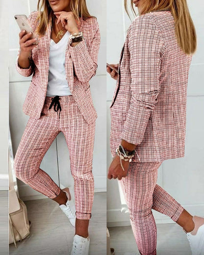 Women's Tailored Wide Leg Suit – Blazer Two-Piece Set