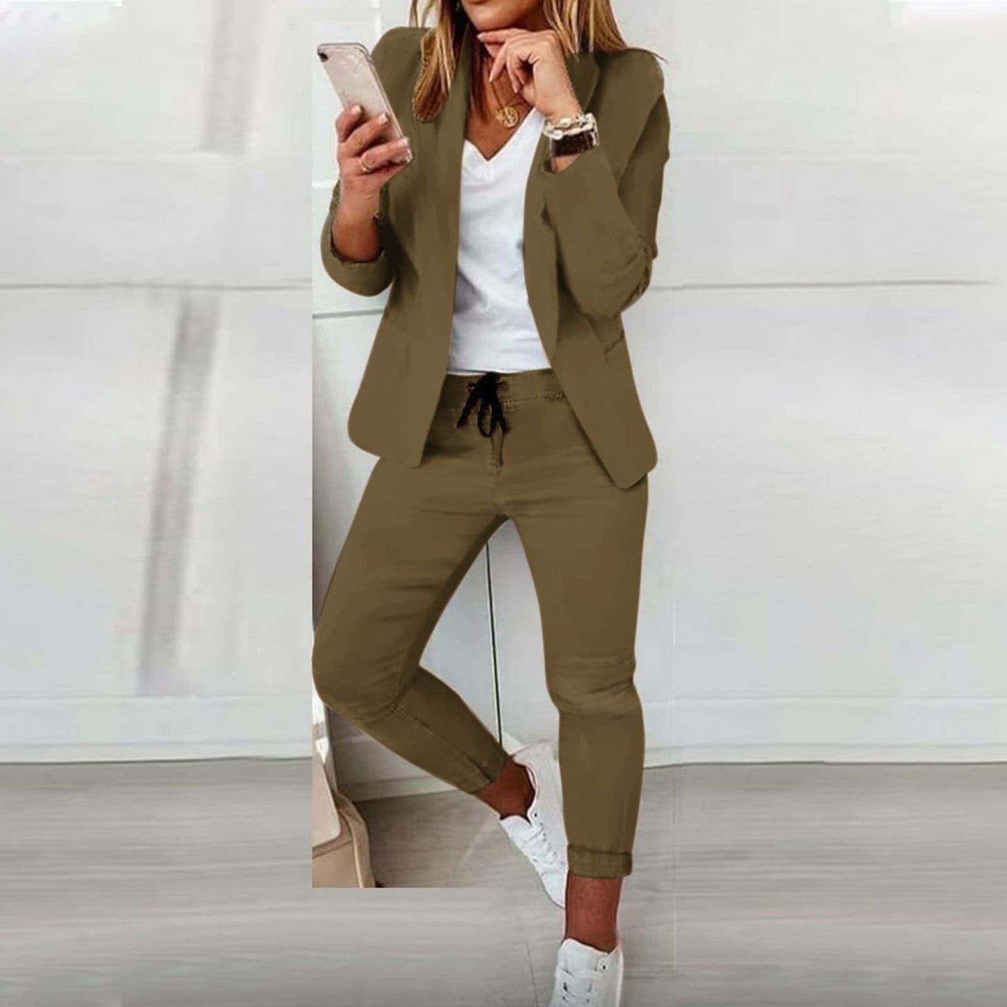 Women's Tailored Wide Leg Suit – Blazer Two-Piece Set