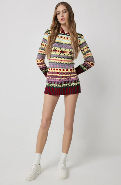 Women's Fair Isle knit pullover – traditional pattern front view