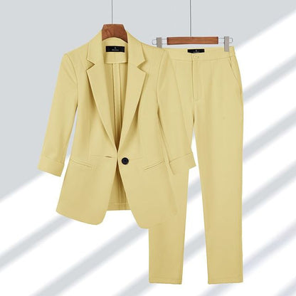 Women's Tailored Blazer Suit Set – Notched Lapel Two-Piece