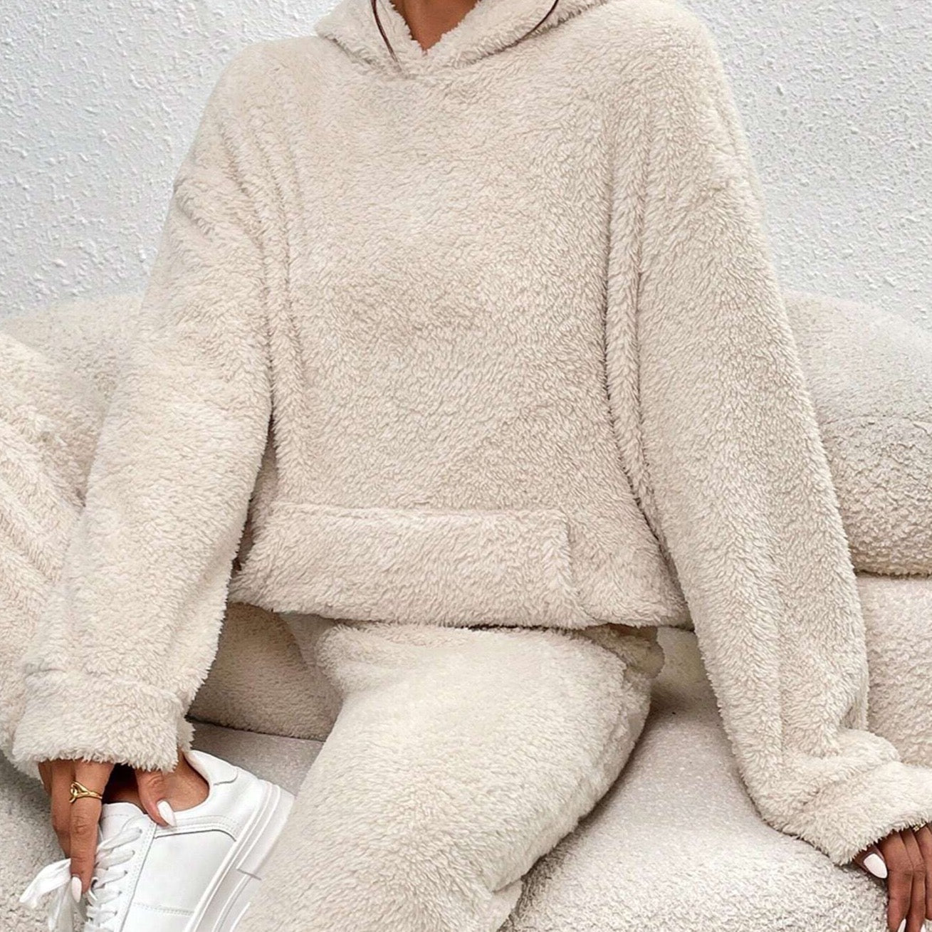 Women's Fleece Loungewear Set – Hooded Two-Piece Co-Ord