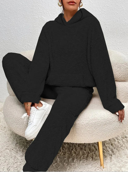Women's Fleece Loungewear Set – Hooded Two-Piece Co-Ord
