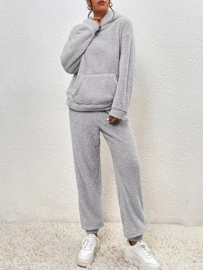 Women's Fleece Loungewear Set – Hooded Two-Piece Co-Ord