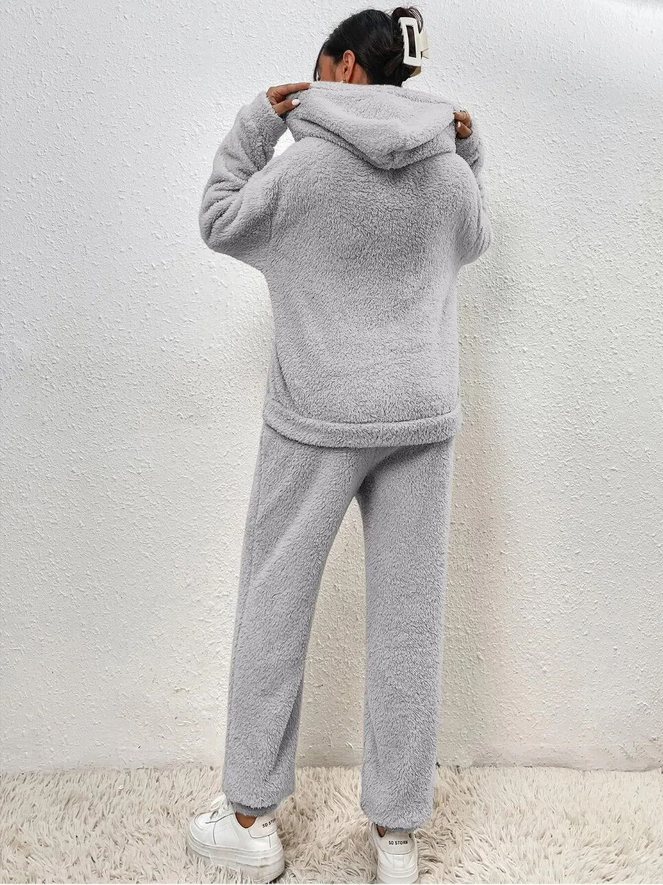 Women's Fleece Loungewear Set – Hooded Two-Piece Co-Ord
