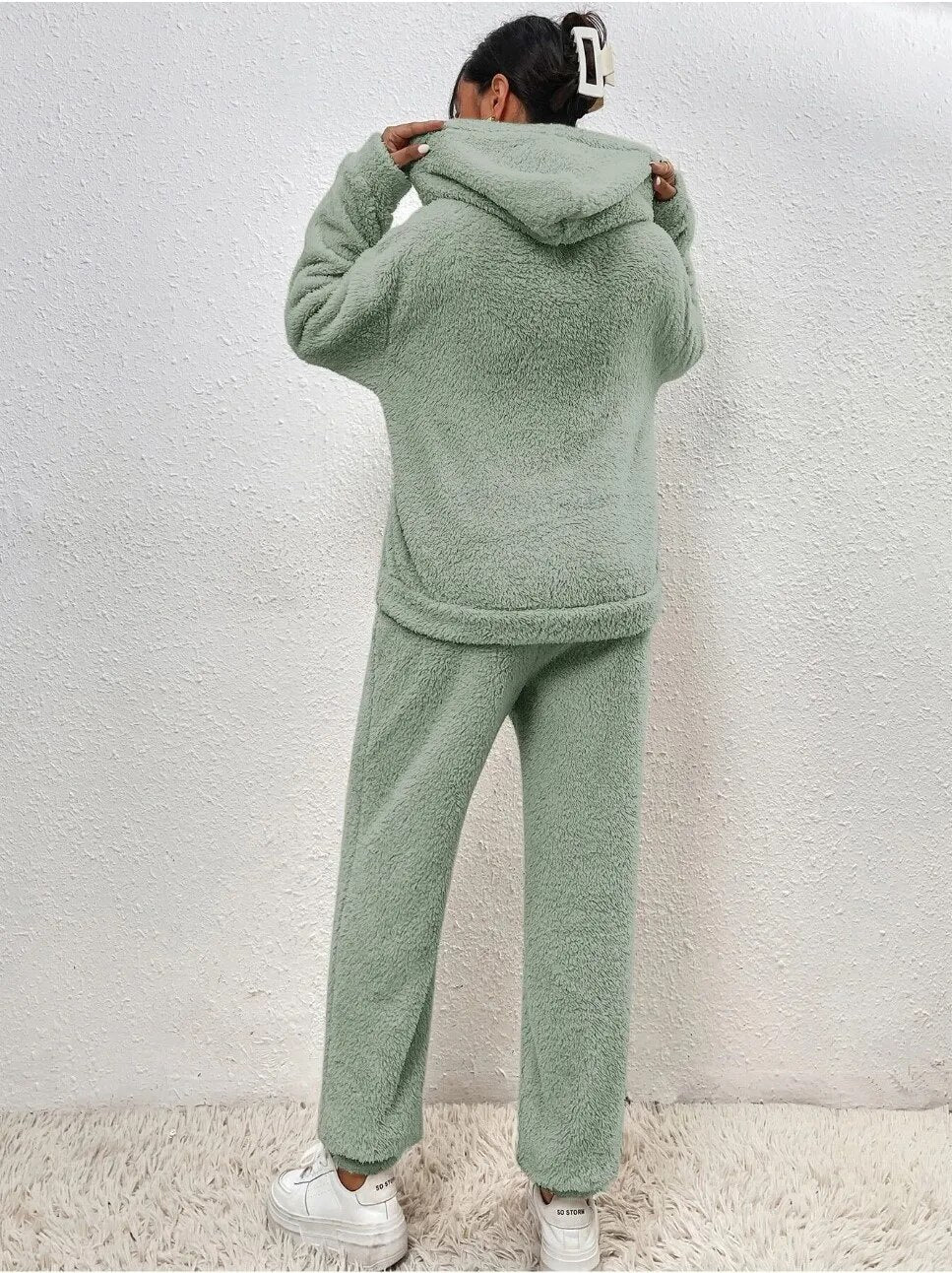 Women's Fleece Loungewear Set – Hooded Two-Piece Co-Ord