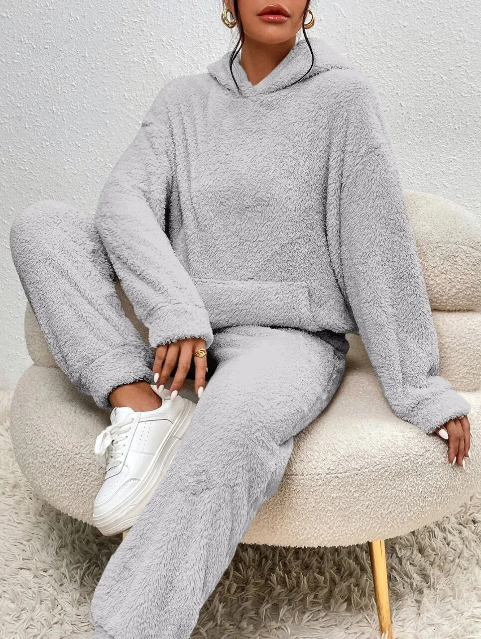 Women's Plush Loungewear Set – Hooded Jogger Co-Ord
