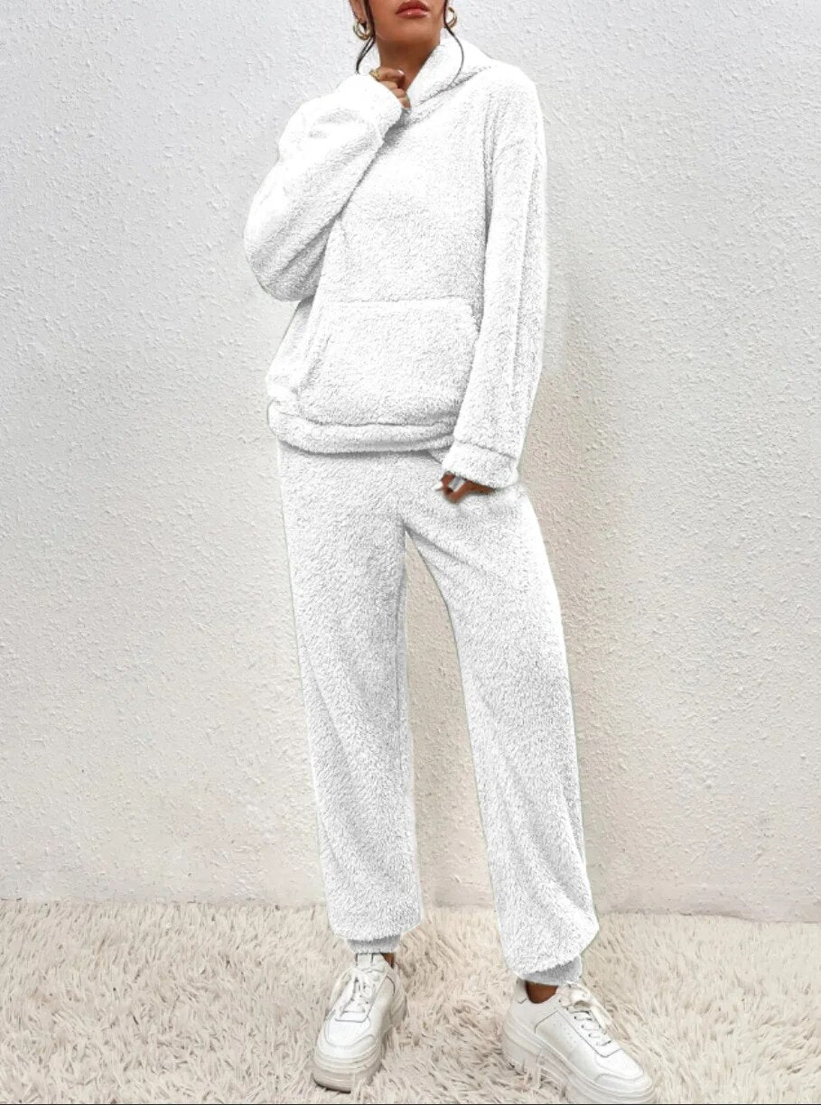 Women's Plush Loungewear Set – Hooded Jogger Co-Ord