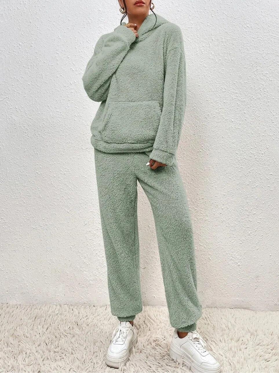 Women's Plush Loungewear Set – Hooded Jogger Co-Ord
