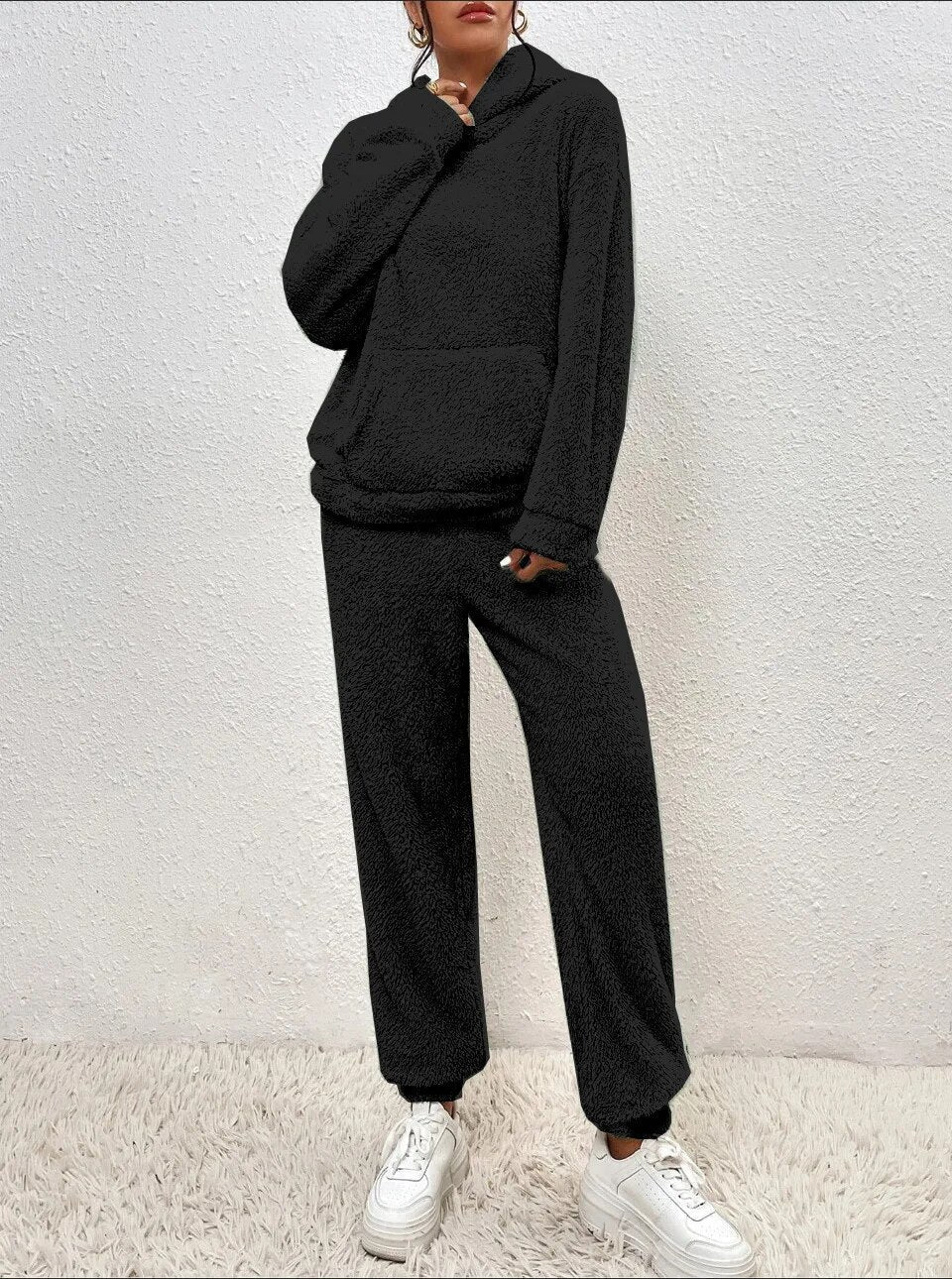 Women's Plush Loungewear Set – Hooded Jogger Co-Ord