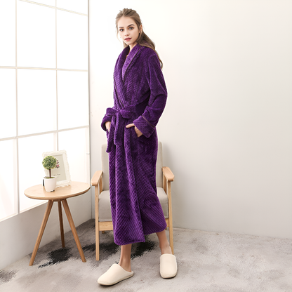 Women's Plush Hooded Robe – Cozy Fleece Bathrobe