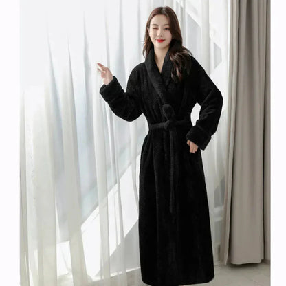 Women's Plush Hooded Robe – Cozy Fleece Bathrobe