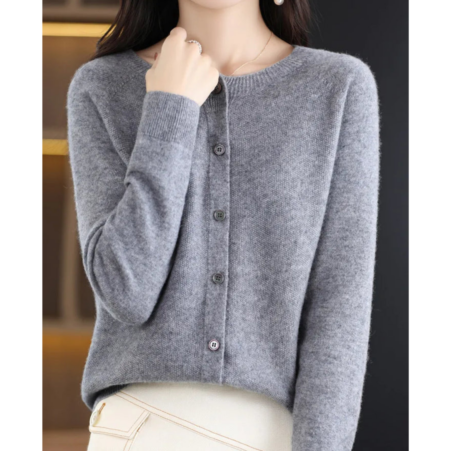 Knit cardigan – styled outfit view