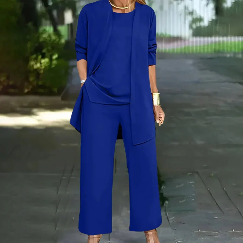 Women's Polished Three-Piece Pantsuit – Smart Formal Set