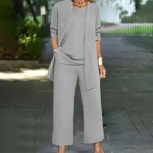 Women's Polished Three-Piece Pantsuit – Smart Formal Set