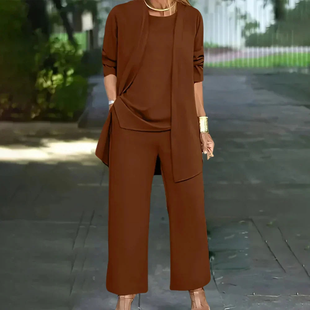 Women's Polished Three-Piece Pantsuit – Smart Formal Set