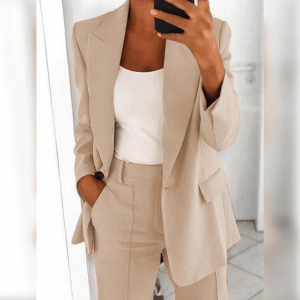 Women's Notch Lapel Blazer and Trouser Set – Professional Suit