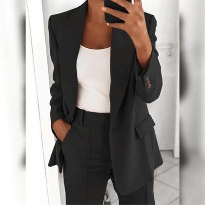 Women's Notch Lapel Blazer and Trouser Set – Professional Suit