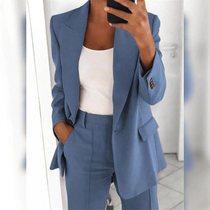 Women's Notch Lapel Blazer and Trouser Set – Professional Suit